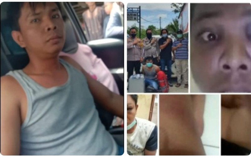 Dokumentasi Heri Bin Parto beberapa saat sebelum dan sesudah dibawa dan diamankan oleh oknum anggota Polri 