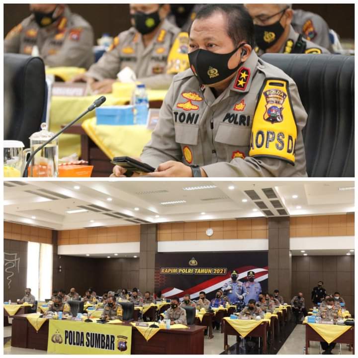 Kapolda Sumbar Hadiri Rapim Polri Tahun 2021 Terkait Pemulihan Ekonomi Nasional
