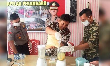 Polsek Senapelan Pekanbaru Musnahkan Sabu-sabu dan Pil Ekstasi Bernilai Miliaran Rupiah