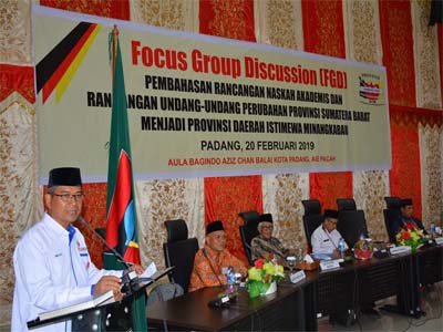 Pemko Padang Sambut Baik Nama Provinsi Daerah Istimewa Minangkabau