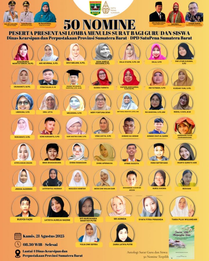 50 Guru dan Siswa Sumbar Adu Kreativitas di Ajang Lomba Menulis Surat
