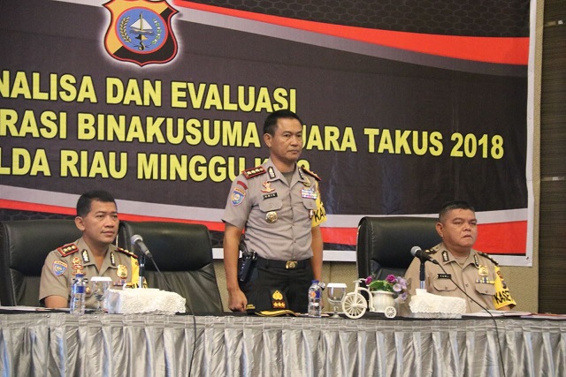 Polda Riau Gelar Analisa dan Evaluasi Pelaksanaan Operasi Bina Kusuma Muara Takus 2018 Minggu Ke-2