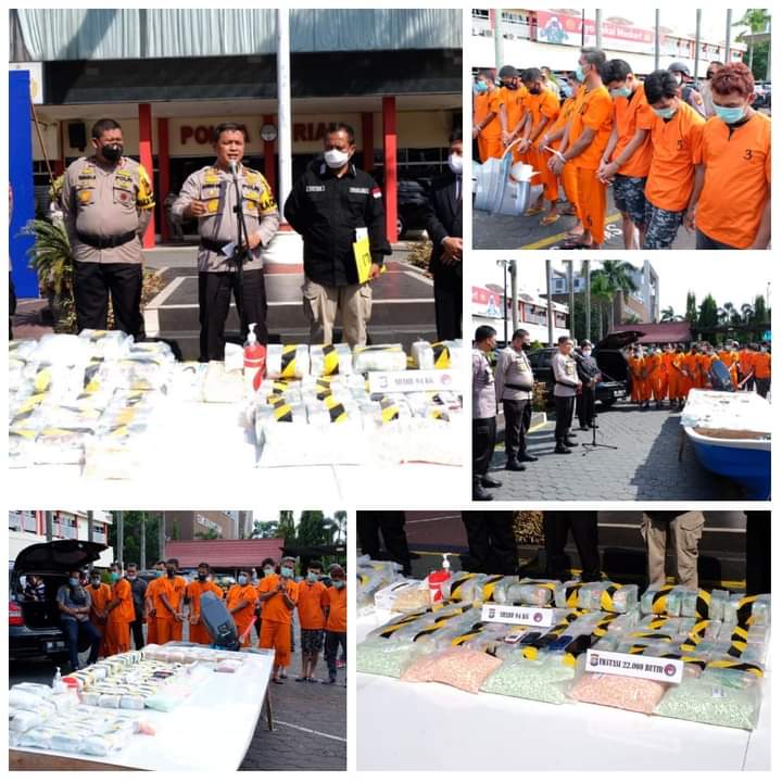 Hanya 9 Hari, Polda Riau Gulung Sindikat Narkoba Dengan BB 94 Kg Sabu dan 22 Ribu Pil Ekstasi