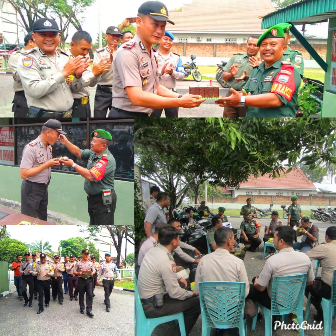 HUT Ke-74 TNI, Polsek Rambah Beri Surprise di Koramil 02 Rambah