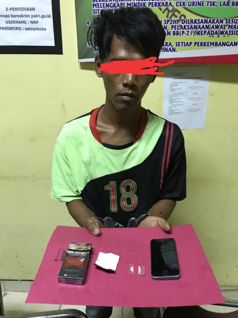 Satuan Resesre Narkoba Polres Kuansing Tangkap Kurir Narkoba Asal Petai