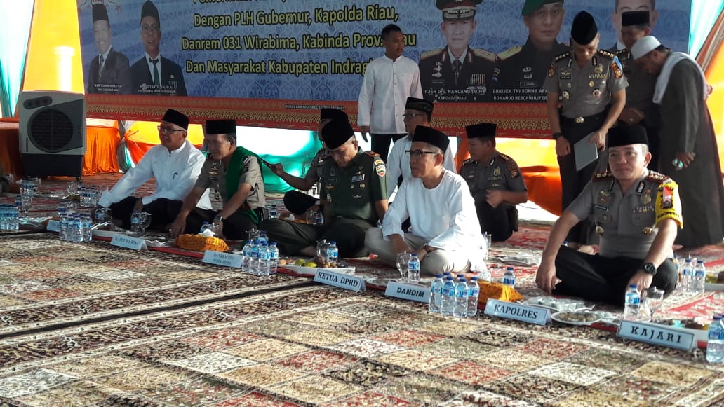 Disambut PJS Bupati, Kapolda dan PJU Polda Riau Bersama Danrem dan Korem 031/Wirabima Kunjungi Inhil