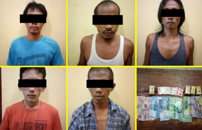 Lagi Asik main Qiu-Qiu Di Warung  , Lima Orang Di Amankan Polsek Tambusai Utara 