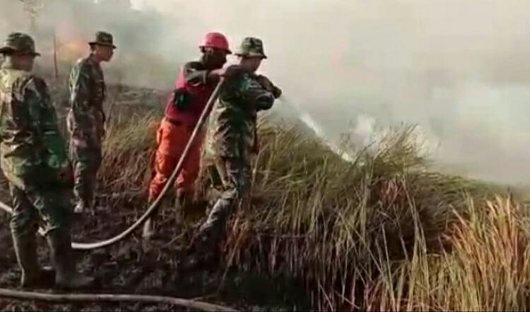 Koramil 06 Sukajadi Temukan Titik Api Karhutla
