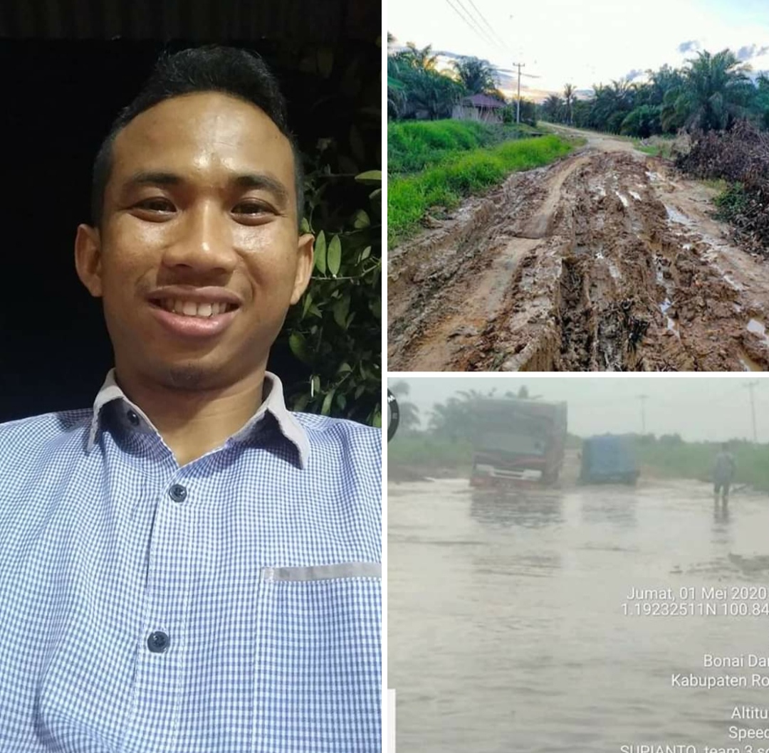 Prihatin, Alfa Syahputra Telvon PUPR Rohul Minta Perbaiki Jalan Sontang dan Teluk Sono