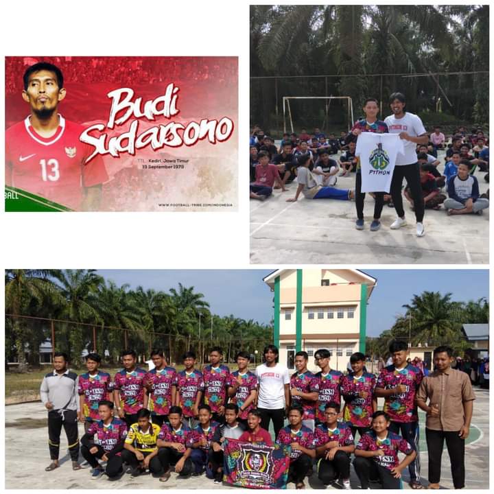 Eks Stiker Timnas 'Si Ular Piton' Budi Sudarsono Kunjungi Ponpes Riyadhul Ulum Rohul