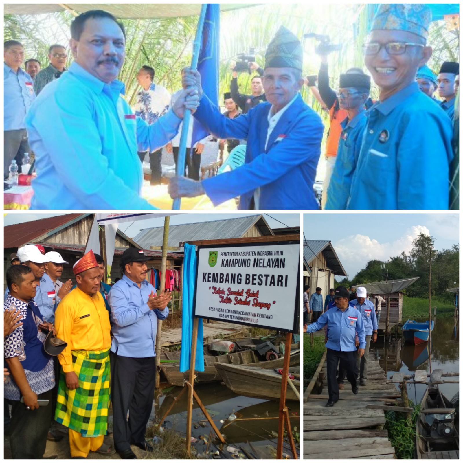 Sekda Inhil Lantik HNSI Keritang dan Resmikan Kampung Nelayan