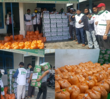 Prihatin dan Peduli, FPI Meranti Salurkan Paket Sembako ke Warga Kurang Mampu