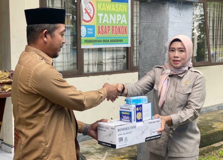 Anggota DPRD Kampar Haswida Serahkan Bantuan PJU di Desa Sendayan dan Serap Aspirasi
