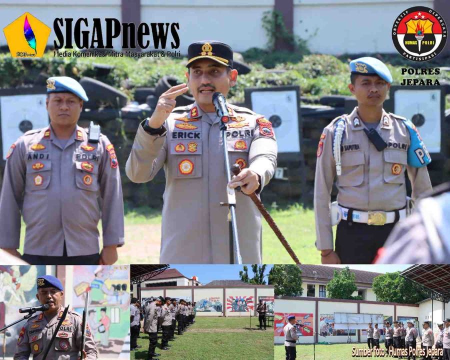 Asah Ketangkasan, Polisi Jepara Latihan Menembak di Lapangan Bhayangkara