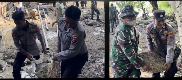 Banjir Bandang Terjang Bojonegoro, Warga dan Aparat Bersihkan Sisa Lumpur