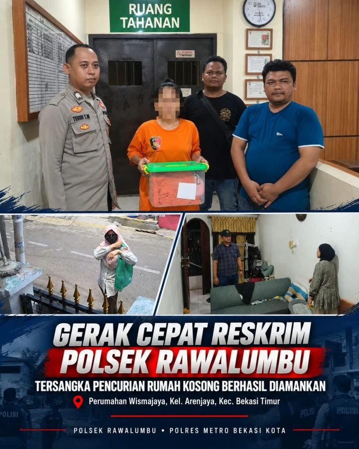 Bobol Rumah Kosong di Bekasi, Perempuan Berinisial S Ditangkap Polisi