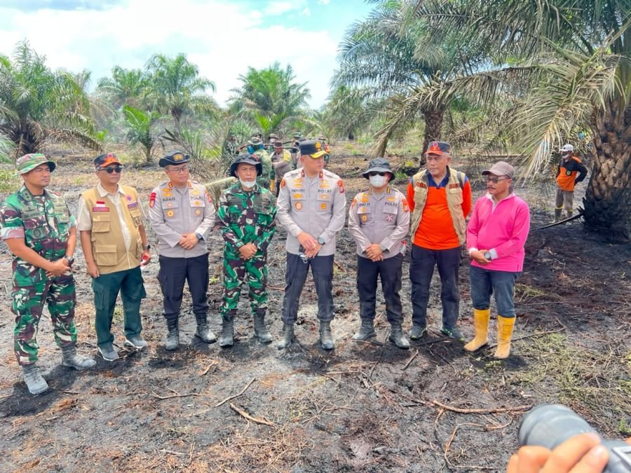 Dandim 0321/Rohil Dampingi Irdam XIX dan Wakapolda Padamkan Karhutla Palika