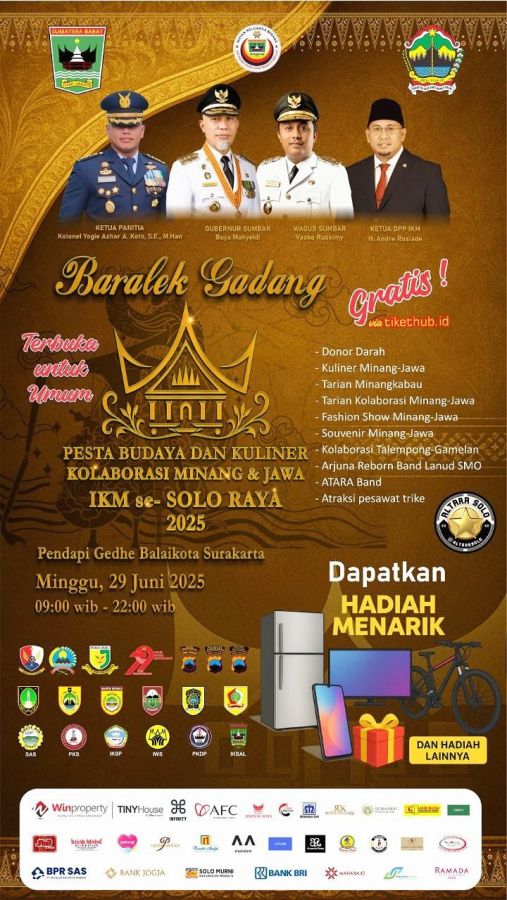 DPD IKM Surakarta Gelar Baralek Gadang 2025, Hadiah Umroh Siap Dibagikan
