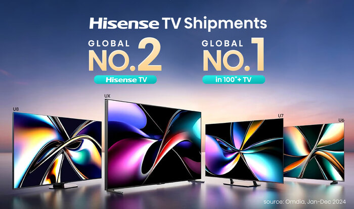 Hisense TV Pertahankan Peringkat No.2 Global pada Tahun 2024 dan Pimpin Pasar TV 100 Inci di Dunia