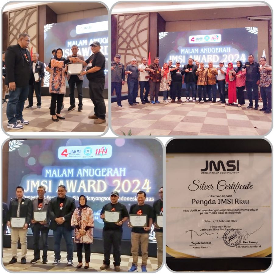 Jaringan Media Siber Indonesia (JMSI) Provinsi Riau Sabet Penghargaan Silver Pertama JMSI Award 2024