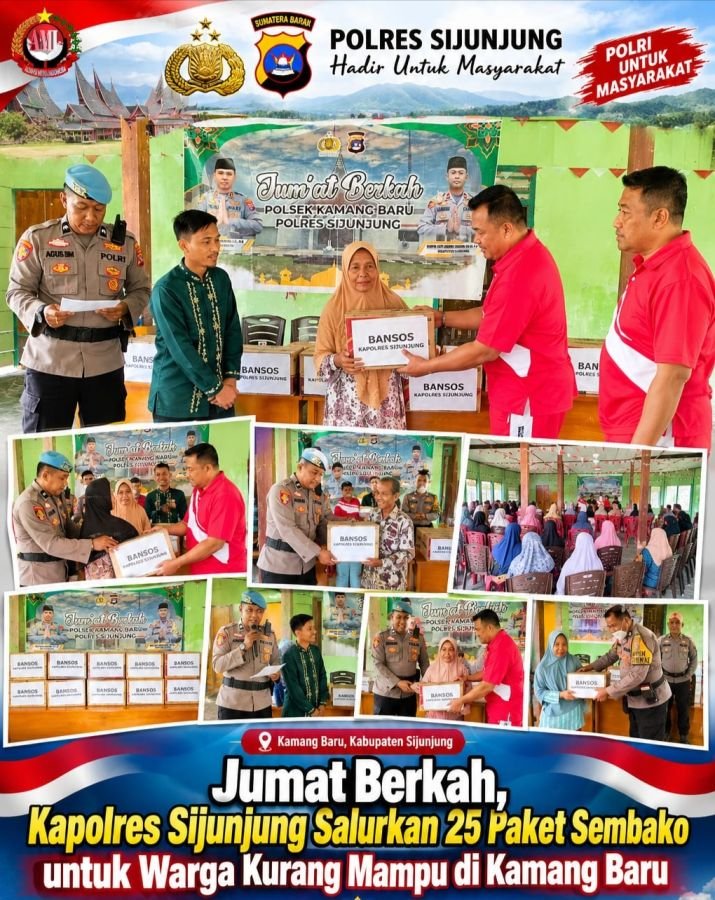 Jumat Berkah, Polres Sijunjung Salurkan Bantuan ke Warga Kurang Mampu