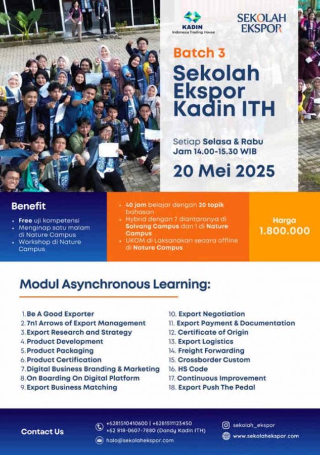 Kadin ITH dan Sekolah Ekspor Kembali Bersinergi Gelar Kelas Ekspor Batch 3 dengan Beragam Keuntungan