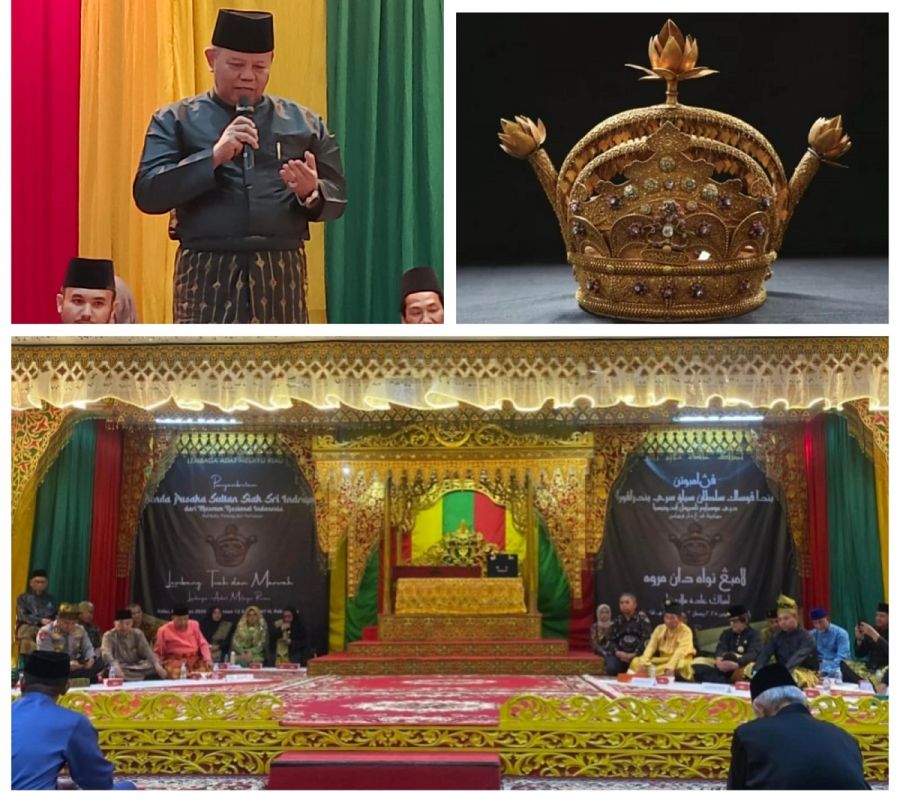 Ketum MUI Riau Tim Penerima Mahkota Sultan Siak danPimpin Doa di Prosesi Adat LAMR