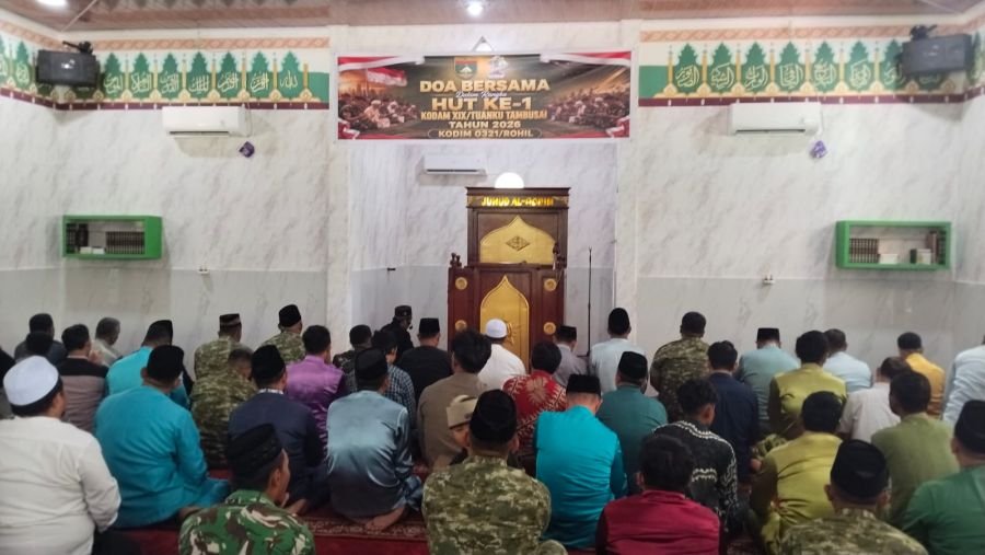 Kodim 0321/Rohil Gelar Doa Bersama Peringati HUT ke-1 Kodam XIX/Tuanku Tambusai 
