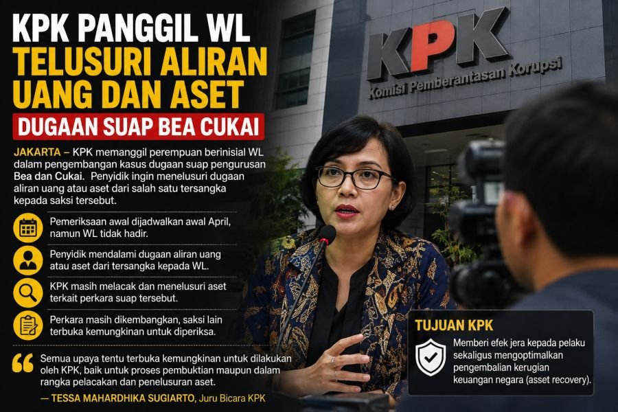 KPK Panggil WL, Telusuri Dugaan Aliran Uang dan Aset Kasus Bea Cukai