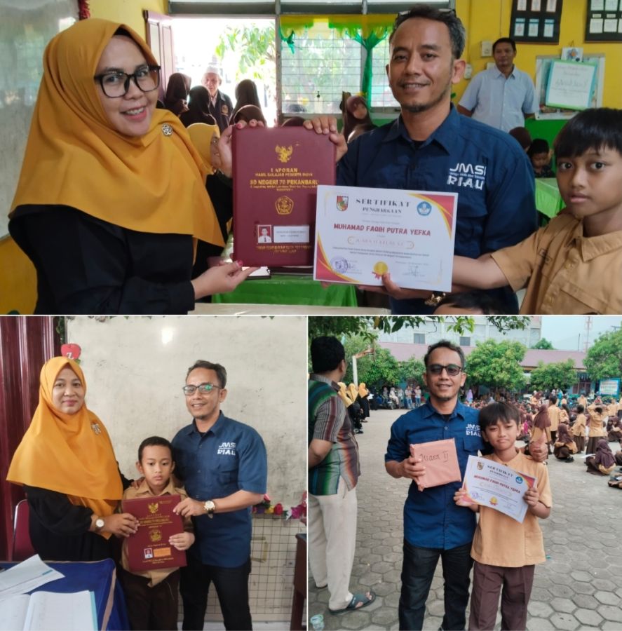 Laksanakan Edaran Wako, Ayah Padati SD Negeri 70 Pekanbaru Ambil Rapor Anak