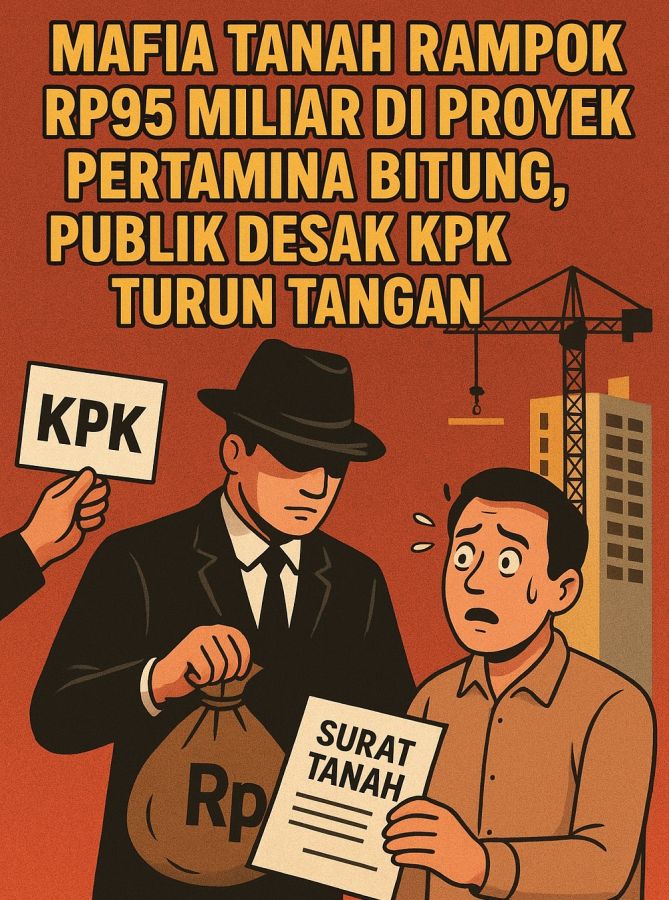 Mafia Tanah Rampok Rp95 Miliar di Proyek Pertamina Bitung, Publik Desak KPK Turun Tangan