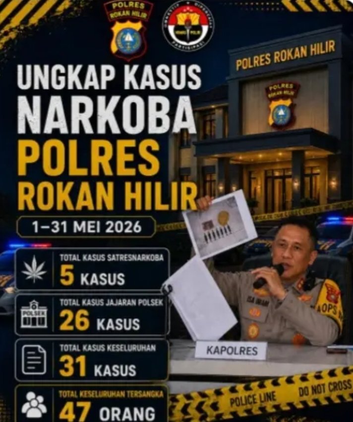 Mei 2026, Polres Rohil Ungkap 31 Kasus Narkoba dan 47 Tersangka