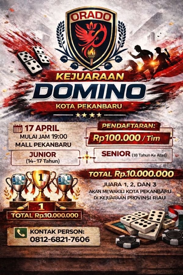 ORADO Gelar Kejurcab hingga Kejurnas Domino 2026, Pekanbaru Siap Jaring Atlet Berbakat