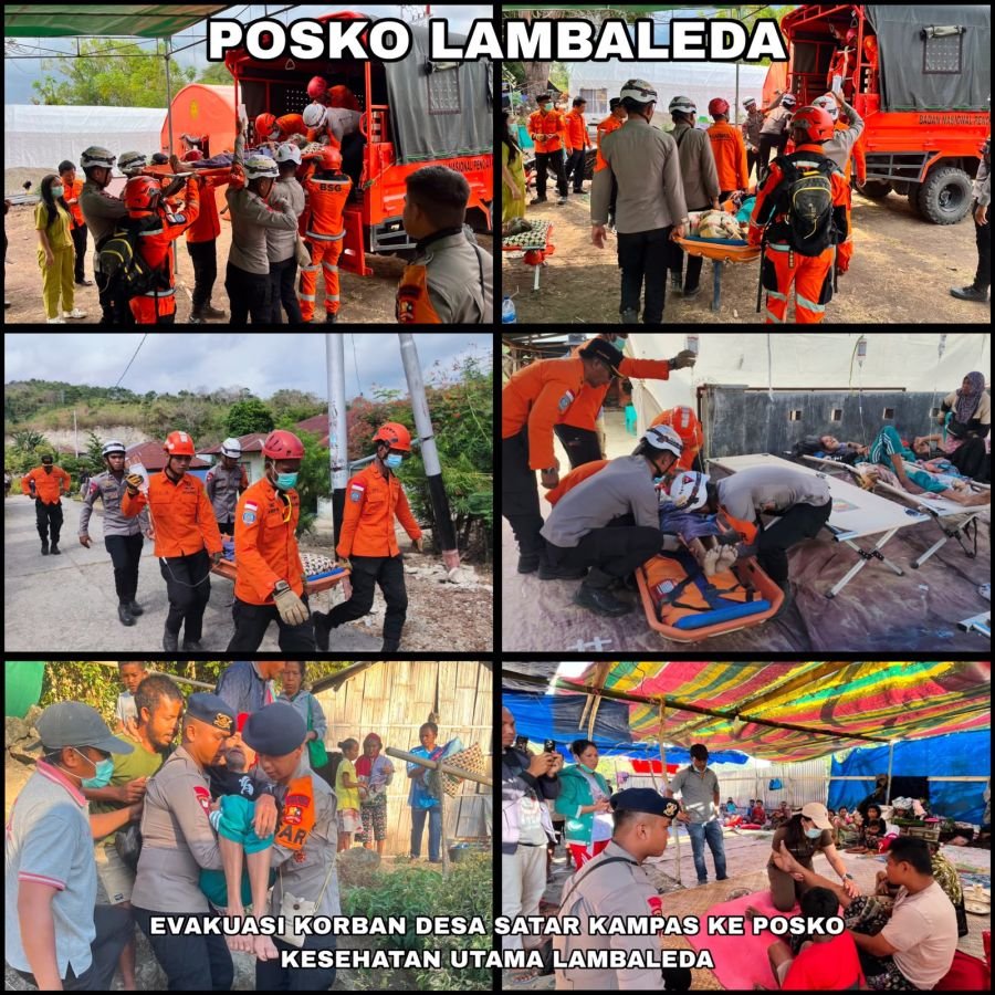 Pasukan Pelopor BKO Polda NTT Layani Pengungsi Gempa, Buka Akses Jalan hingga Sediakan Air Bersih