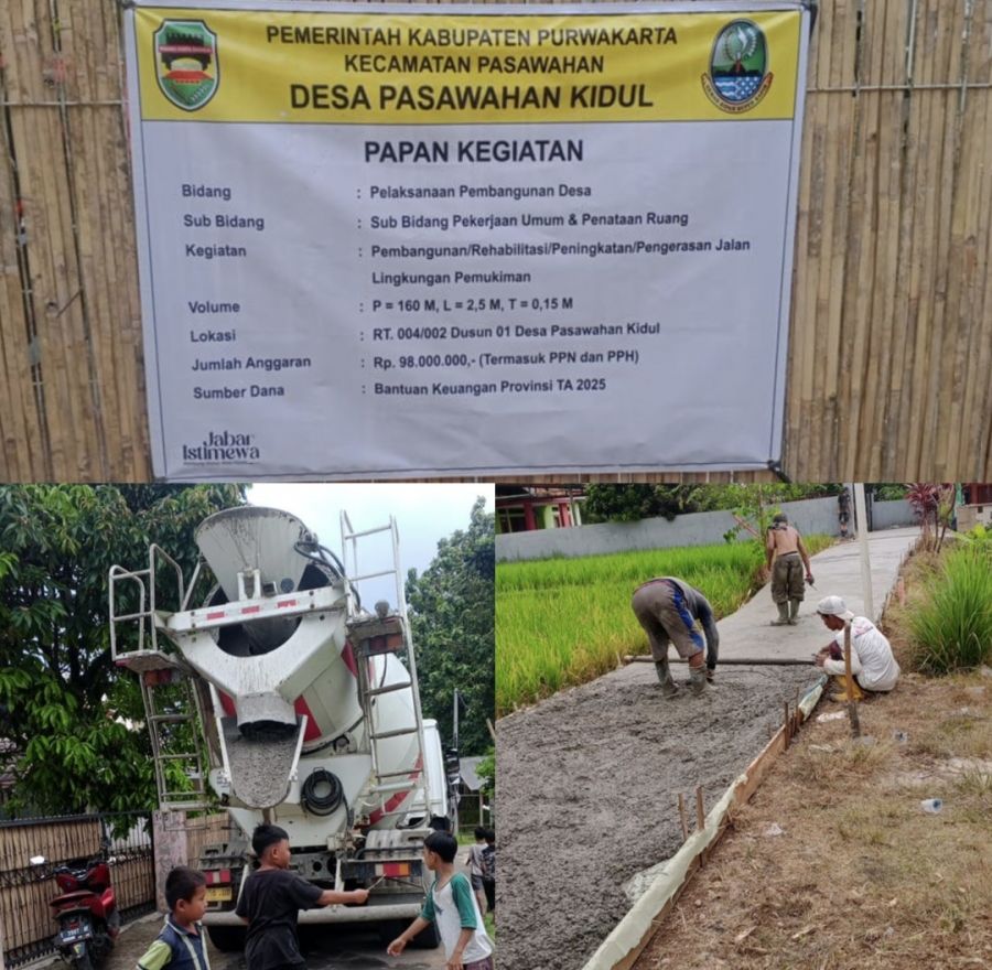 Pembangunan Jalan Cor Beton Dongkrak Pertumbuhan Ekonomi Desa Pasawahan Kidul