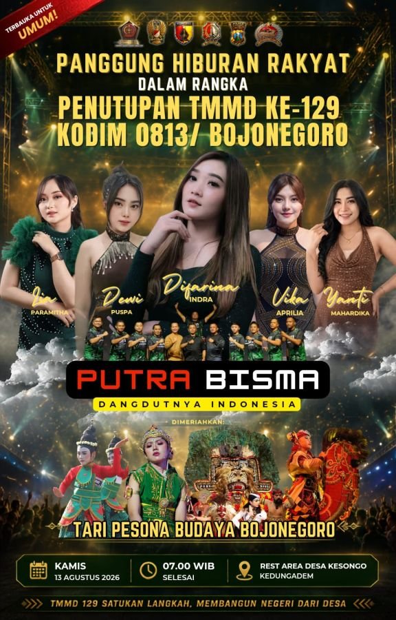 Penutupan TMMD 129 Bojonegoro Siap Digelar Meriah Bersama Difarina Indra dan Orkes Putra Bisma
