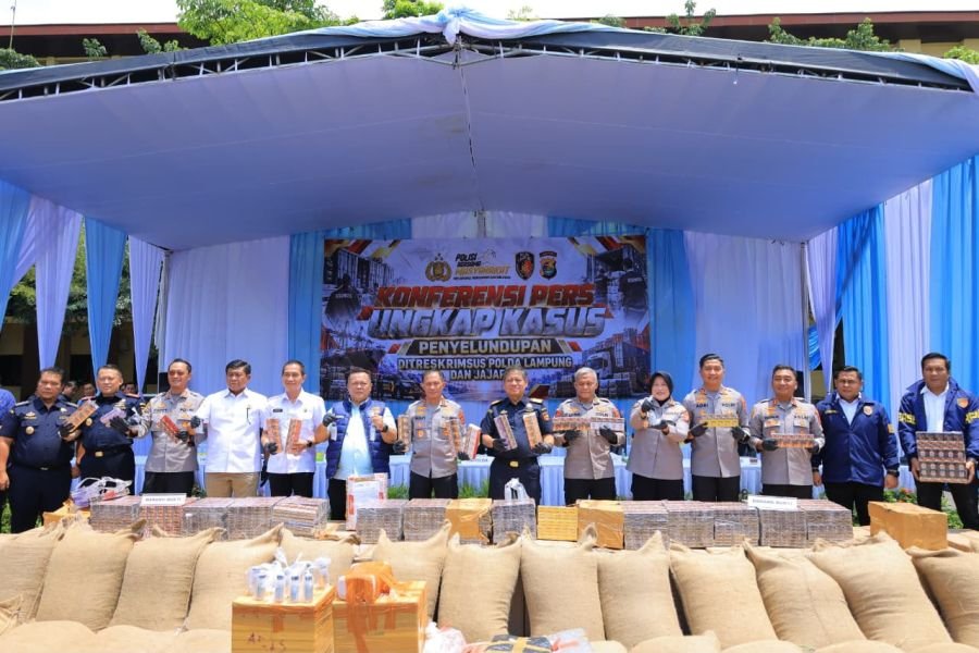 Polda Lampung Bongkar Empat Kasus Kejahatan Ekonomi,Sita 1,8 Juta Batang Rokok Ilegal hingga Merkuri
