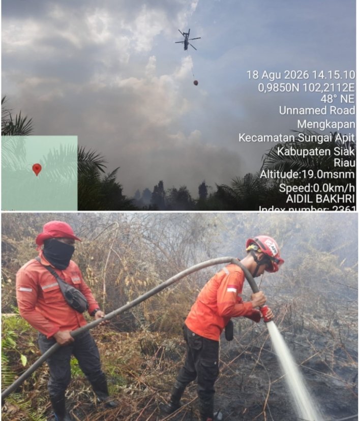 PT Arara Abadi Kerahkan Heli Water Bombing Padamkan Karhutla di Siak