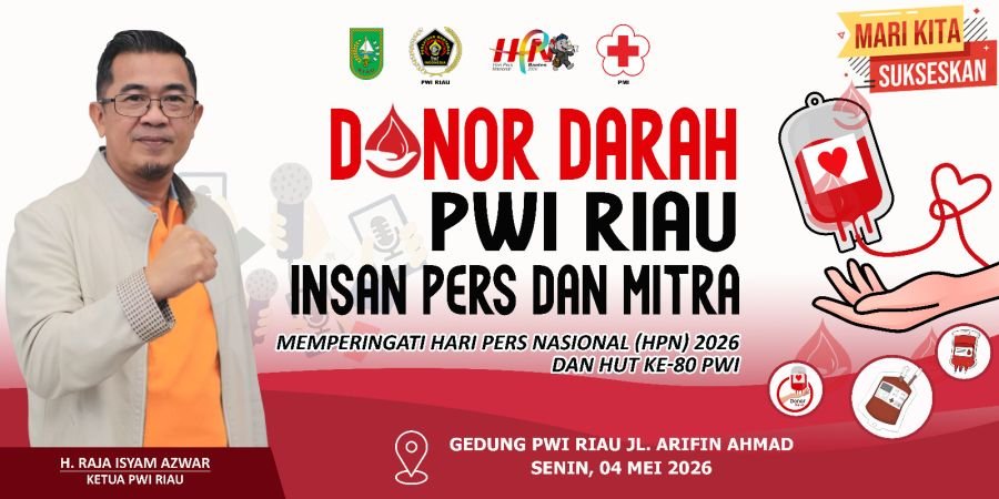 PWI Riau Gelar Donor Darah 4 Mei, Rayakan HPN dan HUT ke-80