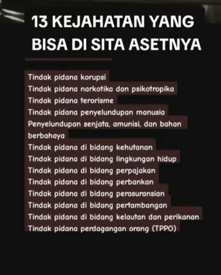 RUU Perampasan Aset Bidik 13 Kejahatan Ekonomi, Aset Bisa Dirampas Tanpa Menunggu Putusan Pidana