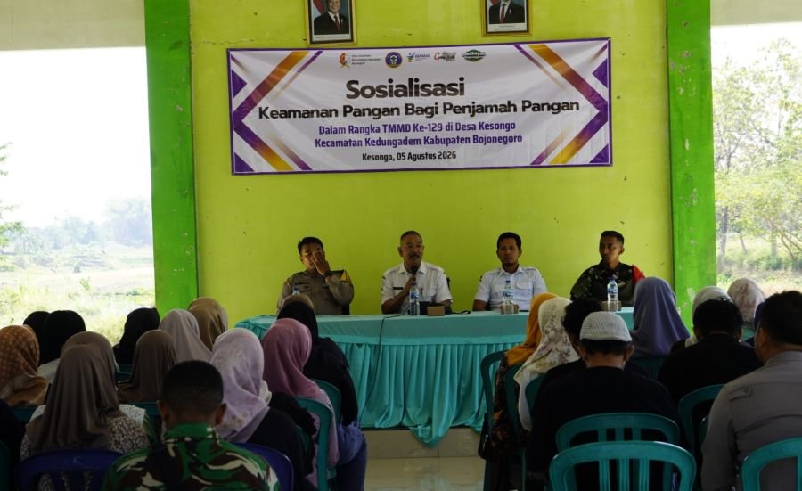 Satgas TMMD 129 Bojonegoro Bersama Dinkes Edukasi Keamanan Pangan di Kesongo