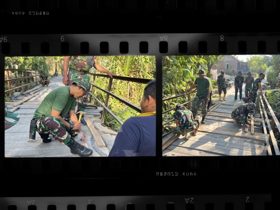 Satgas TMMD Ke 129 Desa Kesongo Benahi Jembatan Yang Telah Rapuh
