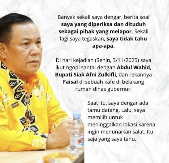 Soal OTT Gubri Abdul Wahid dan Isu Wagubri SF Haryanto Menjadi Saksi Pelapor?