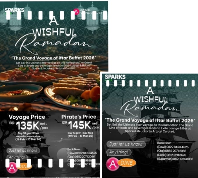 Sparks Life Jakarta, Artotel Curated Hadirkan Iftar Tematik Mulai Rp135 Ribu