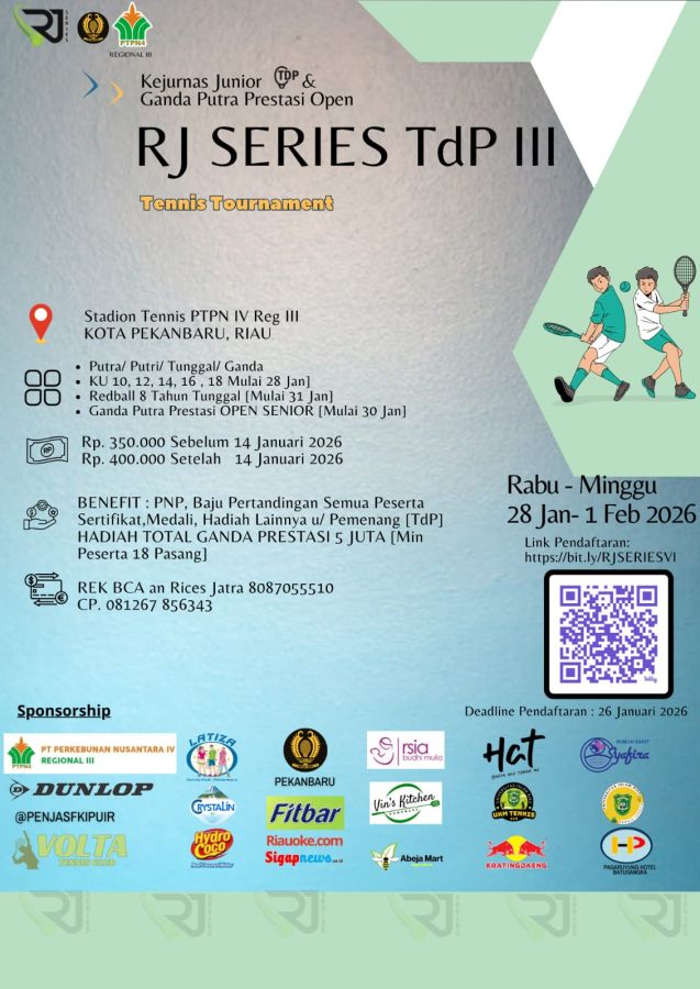 Sudah 171 Petenis Akan Ramaikan Kejurnas RJ Series TdP III