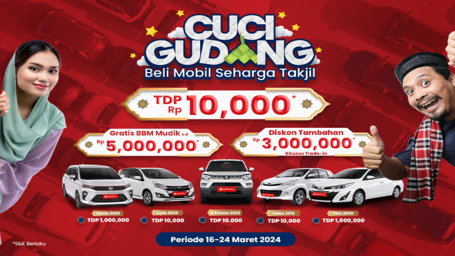 TDP 10.000 Hadir Lagi di Cuci Gudang Mobil Bekas Caroline.id Spesial Lebaran 2024