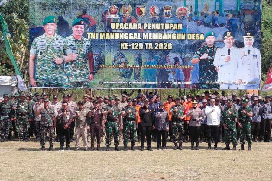TMMD 129 BojonegoroTinggalkan Warisan Fasilitas Air Bersih, Jalan Beton hingga Rutilahu