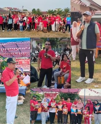 HUT RI ke-81 di RW 05 Bandarraya Pekanbaru Meriah, 81 Karung Beras Dibagikan
