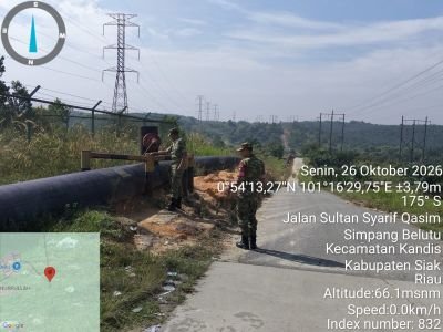 Koramil Kandis Perkuat Pengamanan Jalur Pipa PT PHR di Kecamatan Kandis