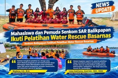 Mahasiswa dan Pemuda Senkom SAR Balikpapan Ikuti Pelatihan Water Rescue Basarnas